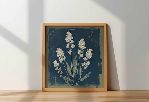 Dark Moody Botanical Wall Art Wildflower Square Print Olive Green Leaves Digital Download Vintage Floral Poster Modern Farmhouse Wall Decor