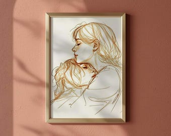 Modern Feminist Decor: Lesbian Pride Line Art - Printable Wall Art