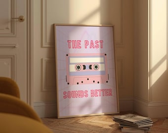Steamwave Kassette Kunstdruck • Rosa Retro 80er Jahre Dekor (Digitaler Download)