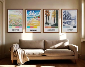 Watercolor Seasons Print Set: Home Decor Wall Art (Digital Download)