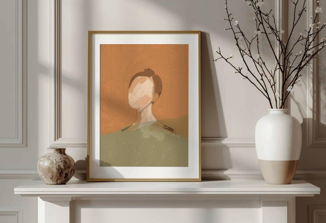 Minimalist Abstract Portrait Printable Wall Art Neutral Tones - Etsy