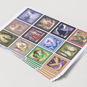 Juego de memoria imprimible de fantasía, 24 tarjetas con personajes mágicos, memory game para niños y adultos, descarga digital