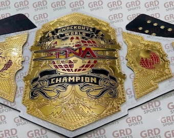 Cinturón de lucha libre de peso pesado TNA World Knockouts (réplica de doble capa, tamaño adulto)