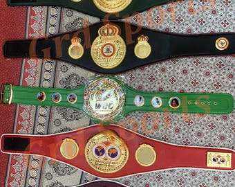 Juego de 5 cinturones de boxeo WBC, IFO, IBO, WBO, WBA, cinturones de campeonato mundial de boxeo, tamaño adulto (5 piezas)