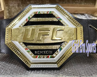 Nieuwe UFC World Legacy Wrestling Championship Replica-titelriem - 8 mm metalen platen - Leren band - MMA-verzamelaarsitem volwassen maat