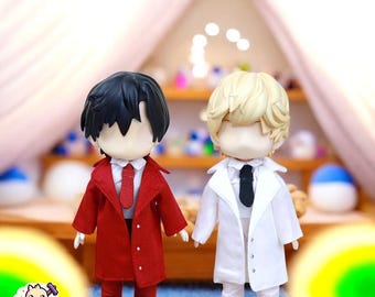 OB11 Long Trench Coat for Nendoroid, Obitsu 11 & BJD Dolls ymy – Stylish Outerwear in Red, White and Brown