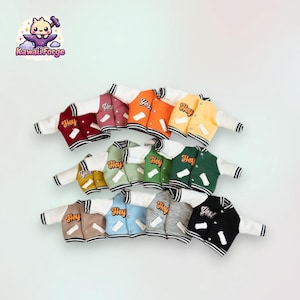 OB11 Colorful Varsity Letterman Jacket with “Hey” and “Yes” Embroidery for Nendoroid, Obitsu 11 & BJD Dolls ymy