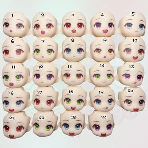 OB11 Custom Anime Expression Faceplates for Nendoroid, Obitsu 11 & 1/12 BJD Dolls – 24 Styles of Interchangeable Doll Faces