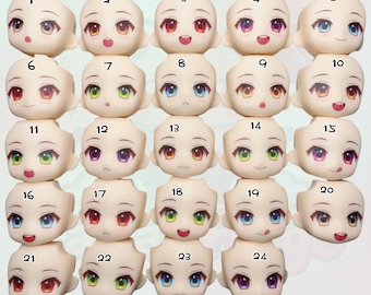 OB11 Custom Anime Expression Faceplates for Nendoroid, Obitsu 11 & 1/12 BJD Dolls – 24 Styles of Interchangeable Doll Faces