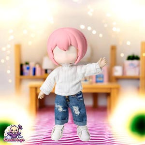 OB11 Ripped Jeans – Distressed Denim Pants for Nendoroid, Obitsu 11 & BJD Dolls YMY