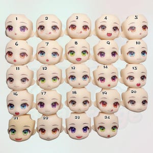 OB11 Custom Anime Expression Faceplates for Nendoroid, Obitsu 11 & 1/12 BJD Dolls – 24 Styles of Interchangeable Doll Faces – Set 2