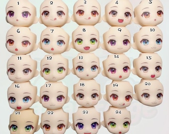 OB11 aangepaste anime-expressie-faceplates voor Nendoroid-, Obitsu 11- en 1/12 BJD-poppen – 24 stijlen verwisselbare poppengezichten – set 2
