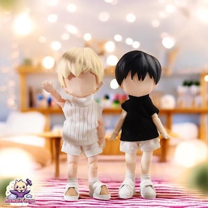 OB11 Minimalist Sleeveless Ribbed Shirt & Shorts Set – for Nendoroid, Obitsu 11 and BJD Dolls ymy