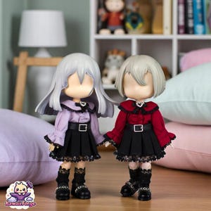 OB11 Gothic Lace Blouse and Pleated Skirt Set for Nendoroid, Obitsu 11 & BJD Dolls ymy