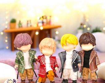 Conjunto de abrigo de invierno a cuadros para muñecas BJD Nendoroid, Obitsu 11 y 1/12: un elegante conjunto de abrigo.