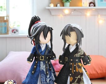 OB11 Ancient Warrior Cosplay Robe Set for Nendoroid, Obitsu 11 & BJD Dolls ymy | Swordsman-Style Outfit with Belt and Embroidery