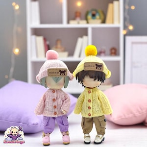 OB11 Knit Hat & Cardigan Set for Nendoroid, Obitsu 11 and BJD Dolls ymy