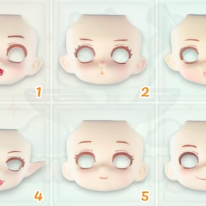 OB11 Blank Custom Faceplates for Obitsu 11, YMY, Nendoroid Dolls – Cat, Elf, & Human Expressions