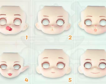 OB11 Blank Custom Faceplates for Obitsu 11, YMY, Nendoroid Dolls – Cat, Elf, & Human Expressions