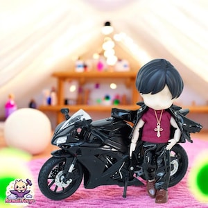OB11 Biker Leather Jacket Outfit Set – Stylish Punk Fashion for Nendoroid, Obitsu 11 & BJD Dolls ymy