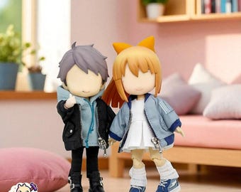 Casual Bomber Jacket & Hoodie Set for Nendoroid, Obitsu 11, BJD Dolls ymy, and 12 Points Doll Clothes