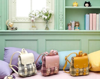 Mini mochila a cuadros OB11 para muñecas Nendoroid, Obitsu 11 y BJD ymy – Accesorio de moda para muñecas