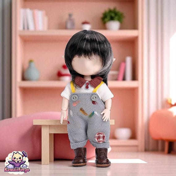 オビツ11 粘土人形ドール　　ヘッドとウイッグ ob11ヘッド オビツ11ヘッド 粘土ドール