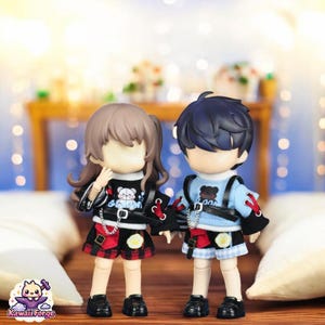 Edgy Bear Outfit Set for Nendoroid, Obitsu 11 & BJD Dolls – Long Sleeve Top and Shorts, 1/12 Scale