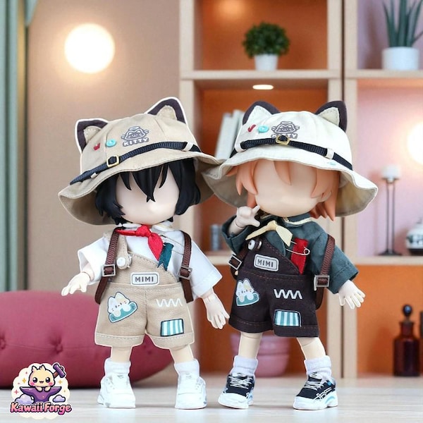 OB11 Doll Clothes Mountain Travel Outfit Set with Hat and Backpack for 1/12 BJD Dolls
