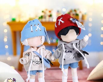 Conjunto de sudadera con capucha y pantalones cortos vaqueros de moda urbana para muñecas Nendoroid, Obitsu 11 y BJD ymy