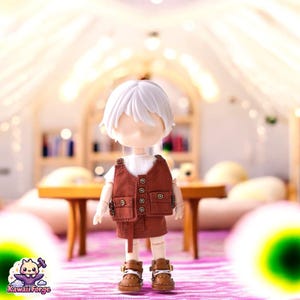 OB11 Vintage Girls&#39; Vest & Skirt Set – Chic Doll Outfit for Nendoroid, Obitsu 11 and BJD Dolls ymy