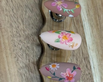 Floral Press On Nails - Customizable length and shape