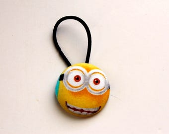 Minion Fabric Covered Giant Button Ponytail Holder