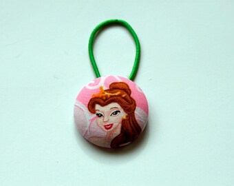 Belle Fabric Covered Giant Button Ponytail Holder