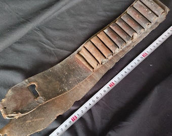 WWII Imperial Japanese Army Leather Ammo Cartridge Belt - Vintage Military Gear-b813-