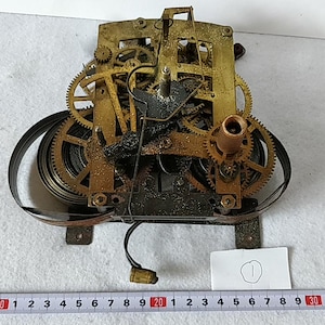 Vintage Mechanical Clock Movement - Antique Brass Clockwork Mechanism Parts for Restoration Steampunk Craft Supply Collectible Timepiece,-1