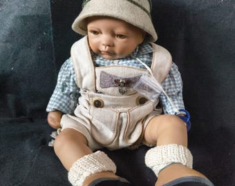 Reborn Baby Dock Pojke Handgjord Realistisk Samlarobjekt med Outfit och Tillbehör-h0524-