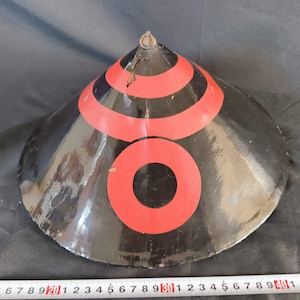 Antique Edo Japanese Samurai Jingasa Gunner’s War Hat Red Circle Lacquer Helmet-h0620-2