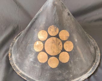 アンティーク 侍帽子 陣笠 日本の織物と漆塗りの繊維 1800 年代 江戸
