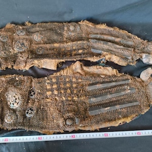 Antique KOTE Arm guard Japanese SAMURAI Yoroi Chain Armor Parts EDO Era-h0416-4