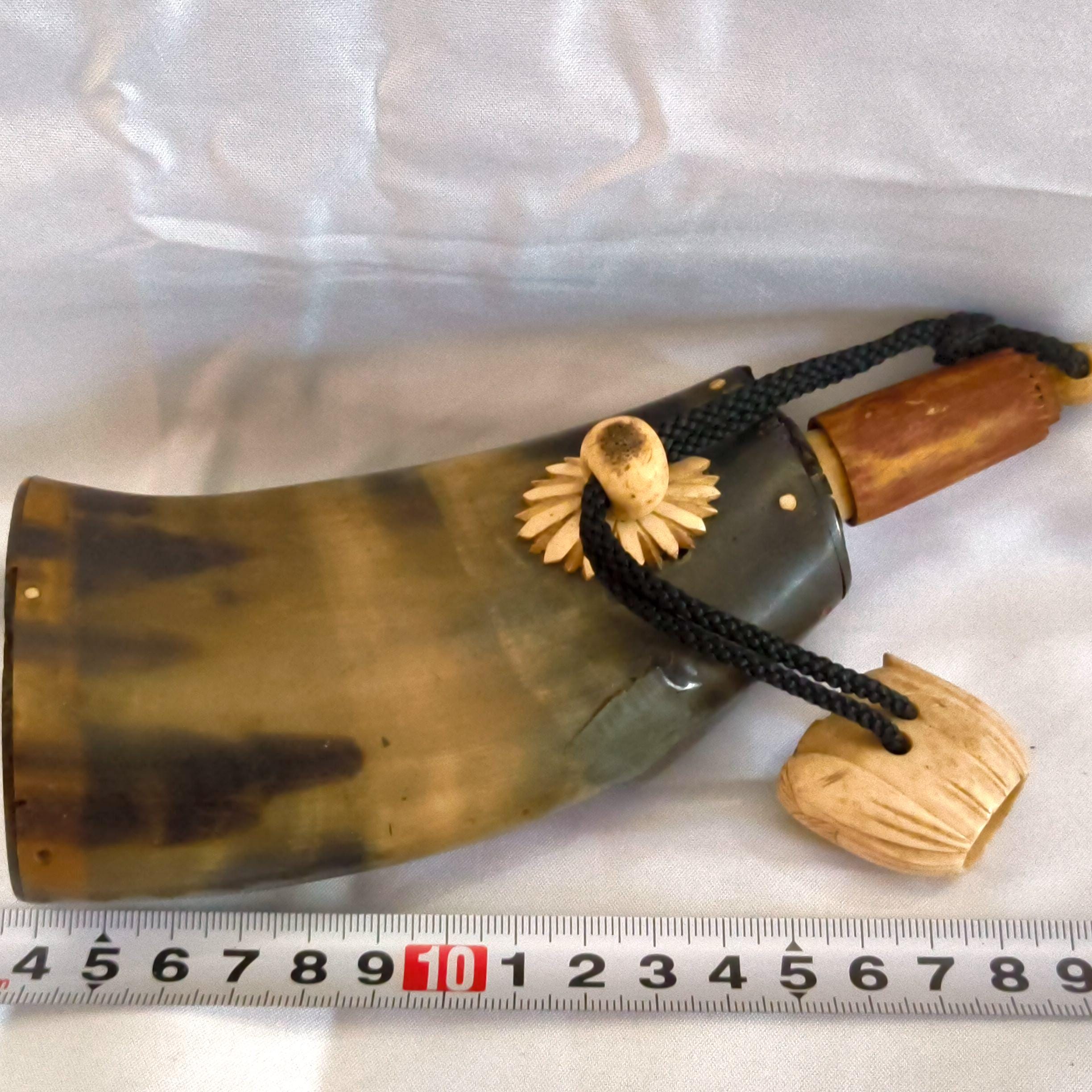 Edo Period Japanese Gunpowder Horn Flask Hayago Military Antique ...