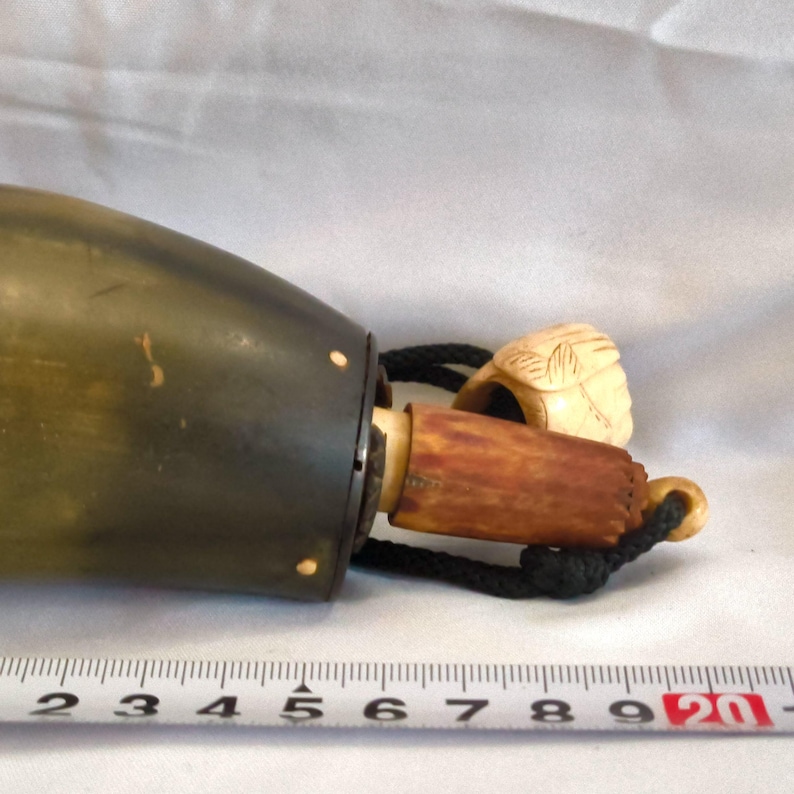 Edo Period Japanese Gunpowder Horn Flask Hayago Military Antique ...