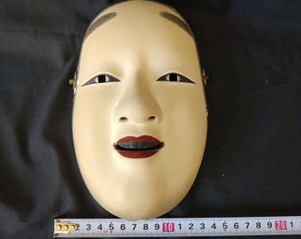 能面 木製 黒白　コットン　ビンテージ　日本 美術品・アンティーク・コレクション 能面 木製 黒白 コットン