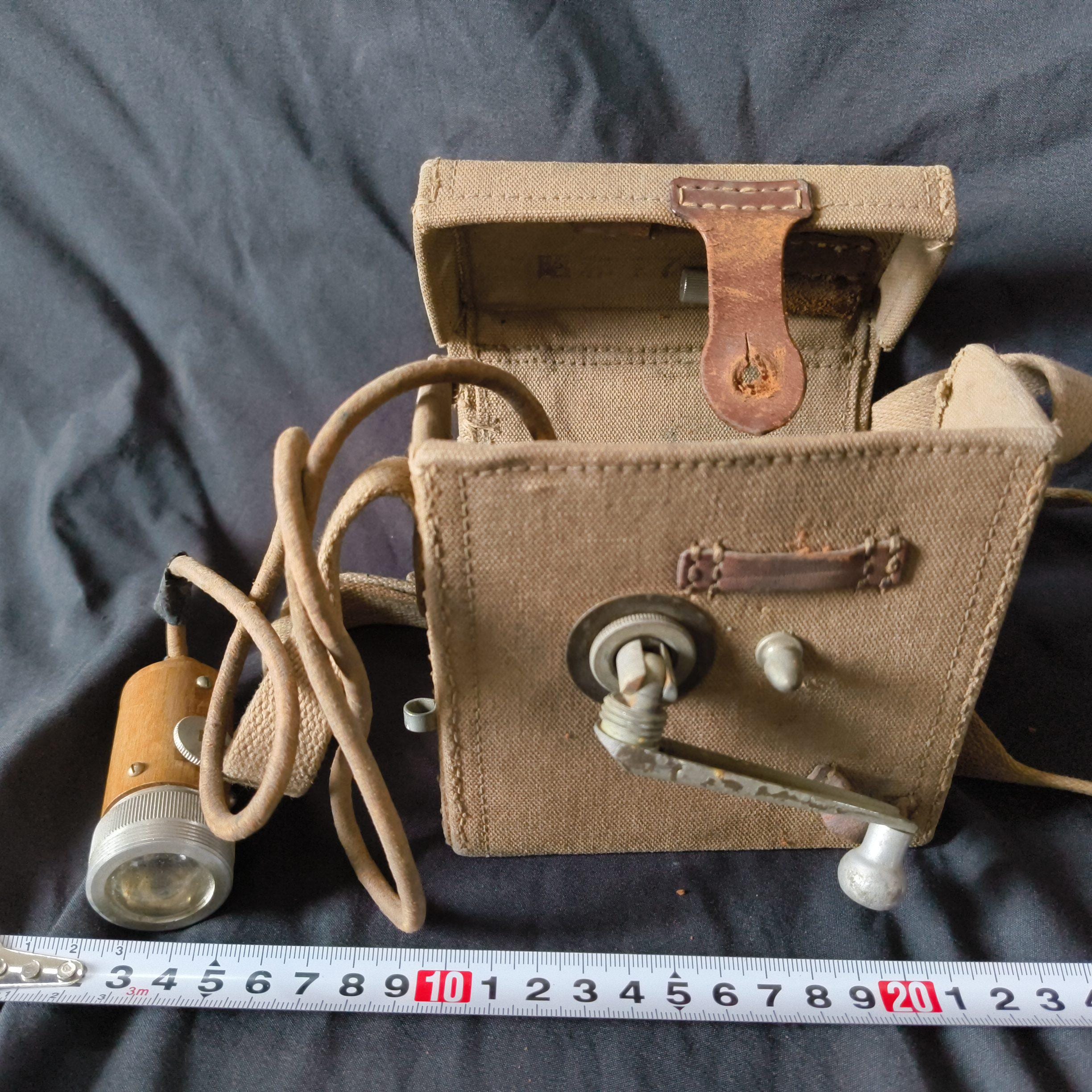 Antique WWII Japanese Army Hand Crank Flashlight Generator 1942