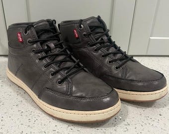 Rare Vintage LEVI'S "Stanton Burnish" Grey Leather/Suede High-Top Sneakers | 8