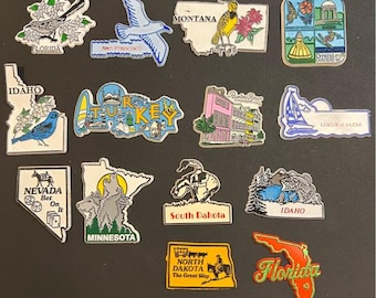Vintage 1970s Rubber American States Travel Magnets | Lot of 14
