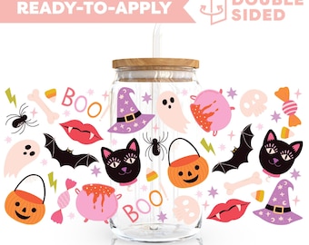 Double Sided UV DTF Cup Wrap | Cute Kids Halloween 16oz Cup Wrap | Ready To Apply Cup Wrap, Waterproof, No Heat Needed, Ready To Ship