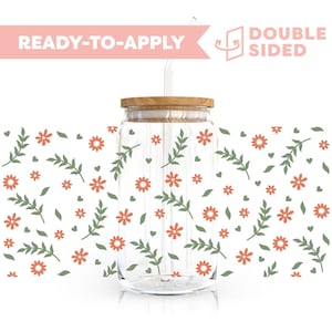 Double Sided UV DTF Cup Wrap | Botanical, Spring Flower 16oz Cup Wrap | Ready To Apply Cup Wrap, Waterproof, No Heat Needed, Ready To Ship