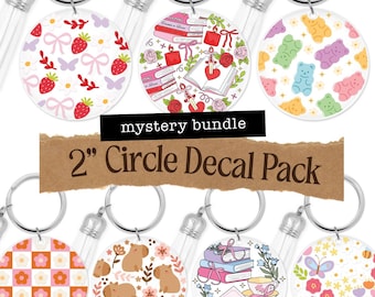 UV DTF Sticker Mystery Bundle | 2" Circle Acrylic keychain Sticker | DIY Keychain Kit | Gift For Kids, Craft For Kids, Cheap Party Favors