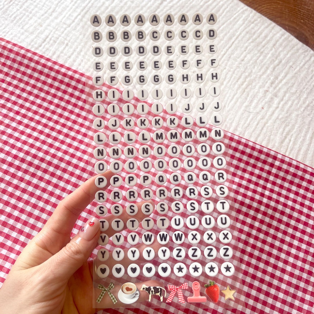 Double Sided UV DTF Letter Sticker Sheet | Junk Journal Circle Letter ...